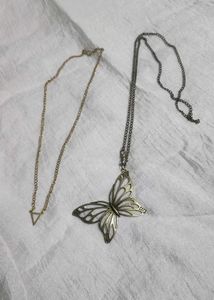 Butterfly &amp; Triangle Pendant Necklaces