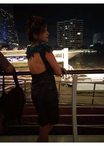 Sparkling Black Sequence Gown with Feather Trim