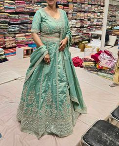 Elegant Sea Green Embroidered Lehenga Choli