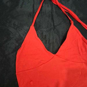 Red Halterneck Crop Top chatpate baddie goth