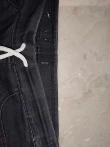 Black Jogger Jeans with Drawstring