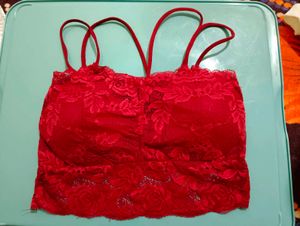 Red Lace Bralette Top