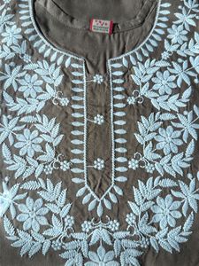 Embroidered Kurta - Brown