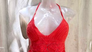 Crochet Halter Neck Crop Top