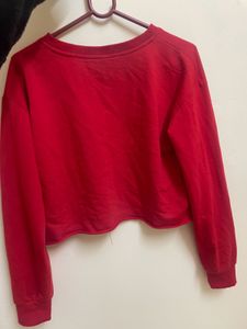 Red 'Heimish' Cropped Sweatshirt