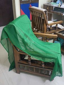Elegant Green Dupatta with Lace Trim