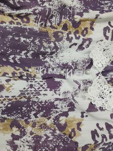Bohemian Print Dress with Lace Collar