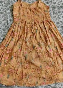 Padded Mustard Floral Smocked Mini Dress