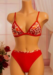 🇳🇿💫💗Red & Patterned Bikini Set