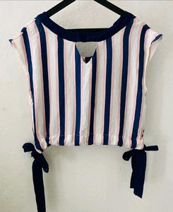 Striped Cropped Top with Side Ties