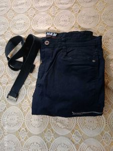 Men's Black Cargo Jogger Pants with Belt