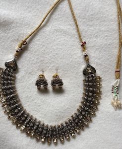 Elegant Oxidized Silver Necklace &amp; Earring Set