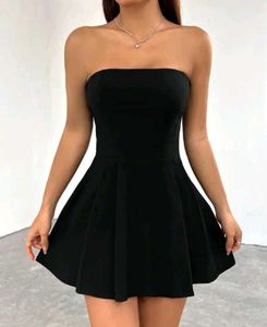 New Elegant Black Strapless Fit & Flare Dress