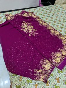 Magenta Georgette saree