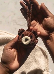 Handmade Crochet Bear Keychain Charm