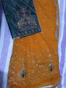 hand work heavy darbari saree with blouse