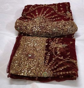 Stunning Maroon Embellished Lehenga dupatta