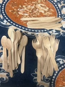 Eco-Friendly Wooden Cutlery Set of 30