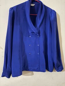 Elegant Blue Button-Down Blouse