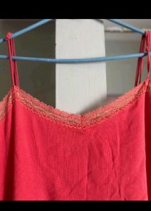 Coral Lace Trim Cami Tank Top