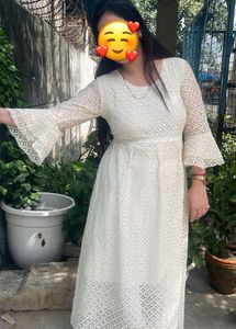 white net ankle length dress