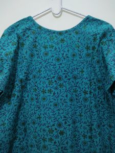 Green Floral Leaf Print Kurta