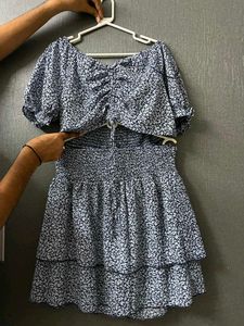 Blue Floral Crop Top &amp; Skirt Set