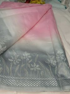 Elegant Pink &amp; Grey Ombre Saree with blouse