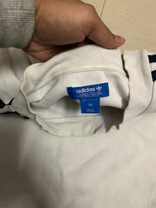 Adidas White Striped Sweatshirt