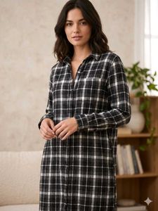 Long Sleeve Plaid Shirt Dress