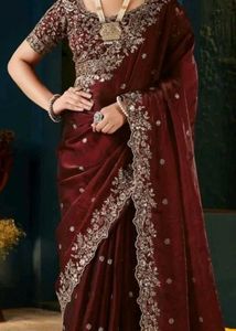 Maroon  Saree with stitched blouse gift hampers re