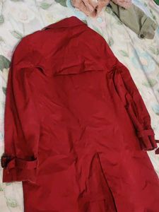 Red Double-Breasted Trench Coat