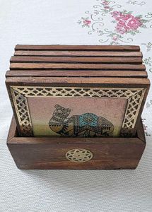 Hand-Painted Wooden Camel Tea Coaster Set