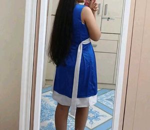 Blue A-line Dress with Silver Belt