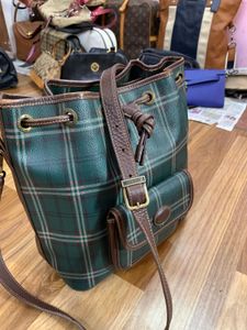 BeanPole Plaid Leather-Trimmed Backpack Bean Pole PLAID BEIGE GREEN GENUINE LEATHER FLAP SHOULDER  main image 3