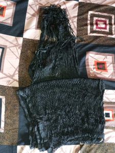 Elegant Black Scarf with Fringe