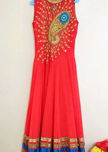 Stunning Red Ethnic gown with Intricate Embelli