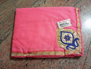 Pink Saree with Embellished Border