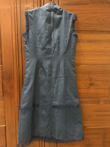 Stylish Denim-Look Dress with Fringes