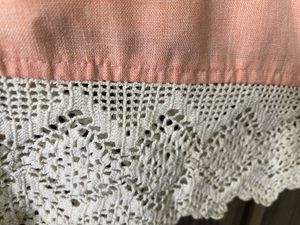 Chic Peach Skirt with Handmade Crochet Lace Trim