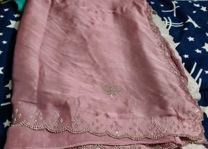 Elegant Pink Saree with Embellished Blouse