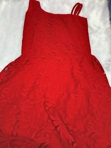 Chic Red One Shoulder Textured Dress