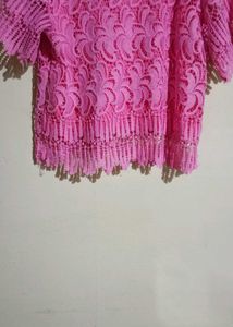 Pink Lace Cropped Top