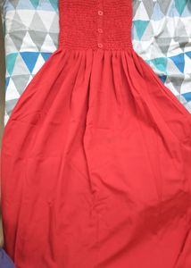 Red Dress With Shirt Like Overcoat