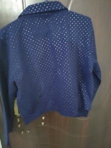 Sparkly Navy Blue Cropped Jacket