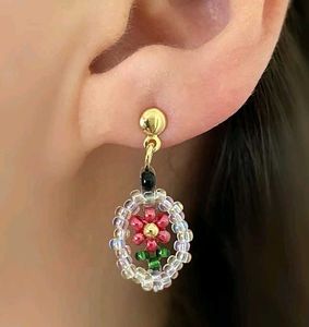 Handmade Beaded Flower Earrings