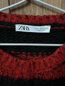 ZARA Original Red &amp; Black Cropped Sweater