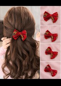 Cute Red Floral Bow Hair Clip
