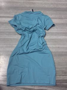 H&amp;M Teal Ruched Midi Dress