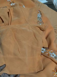 Embroidered Peach Saree blouse petticoat